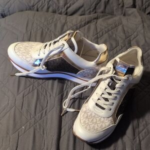 Michael Kors White and Gold Women's Sneakers